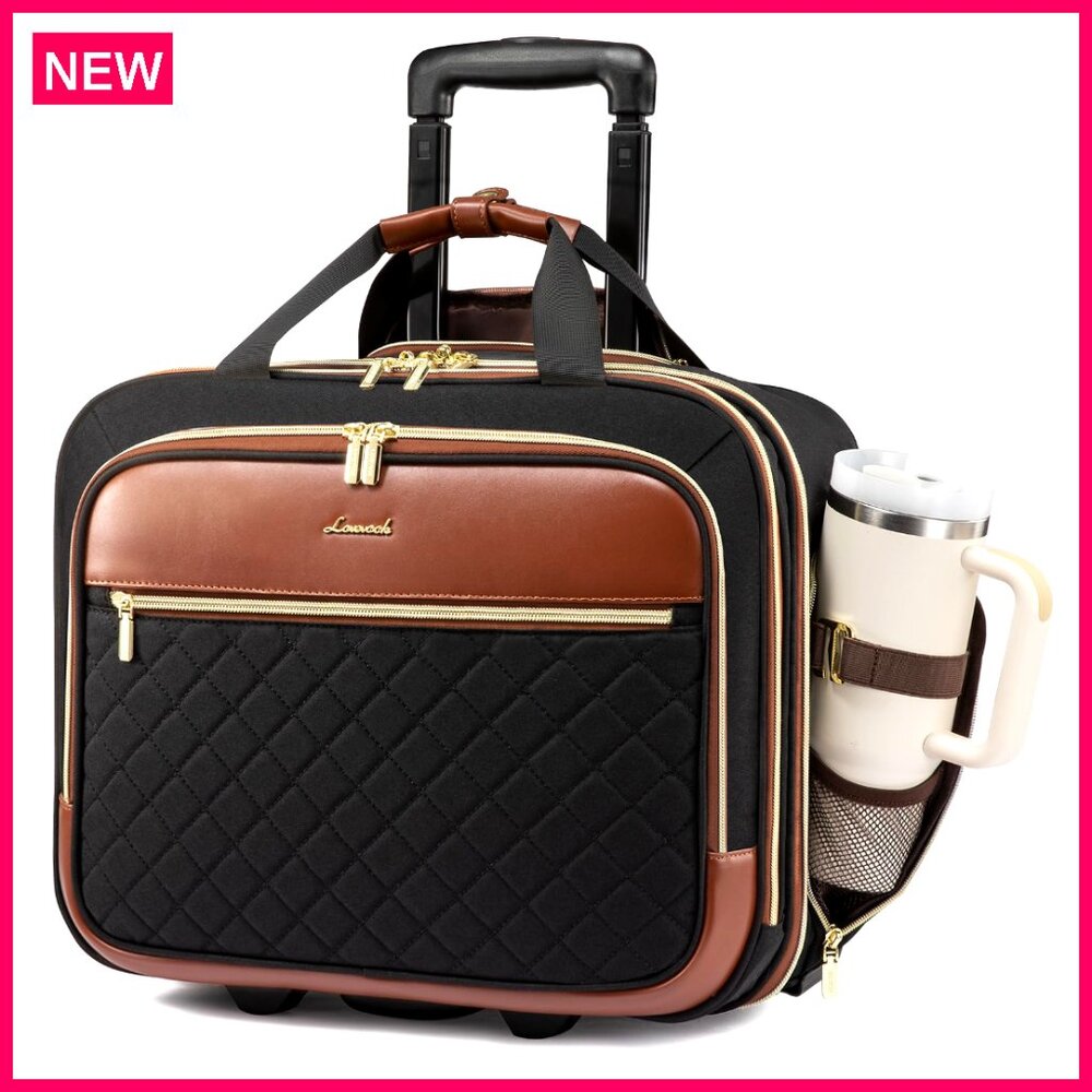 Rolling Laptop Briefcase 17.3 Inch Underseat Carry On Luggage With Wheels